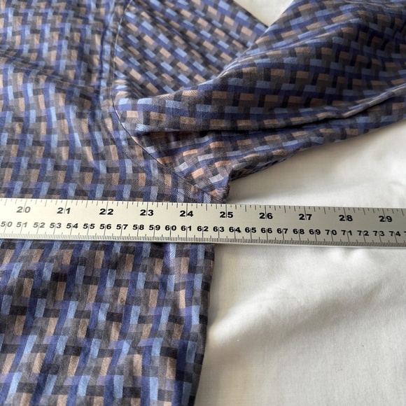 Pronto Uomo Men's‎ Long Sleeve Button Shirt Abstract Check Blue Size XXL Office - Picture 8 of 12